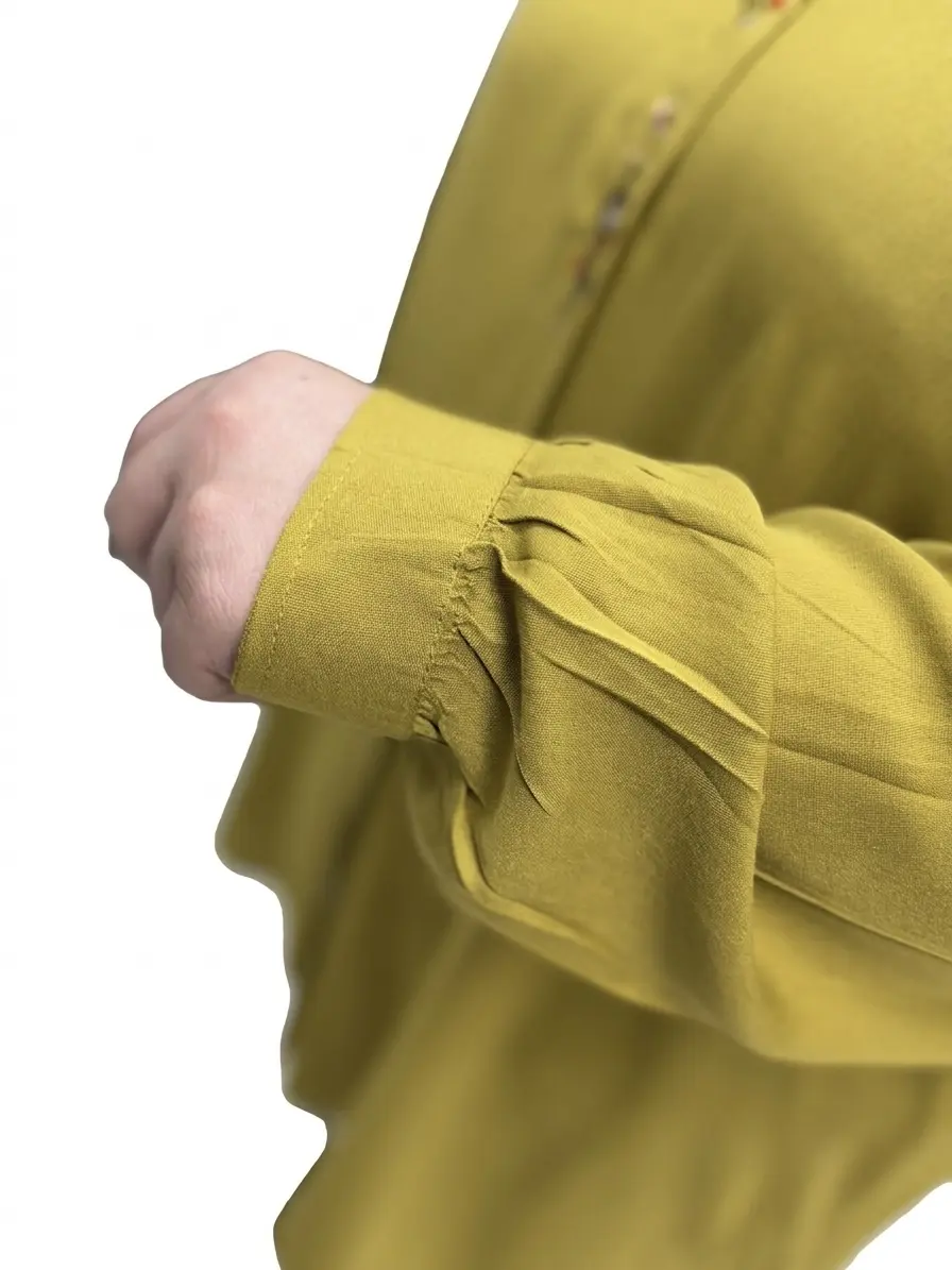 شومیز مانتویی سایز بزرگ زنانه نخی طرح گلدوزی خوشه ای